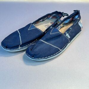 Bobs Sketchers Chill Lux Navy Slip on Shoes Women's Canvas Flats Size 9.5